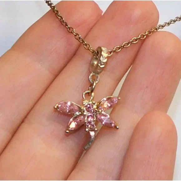 Pink Dragonfly Necklace - Picture 6 of 7